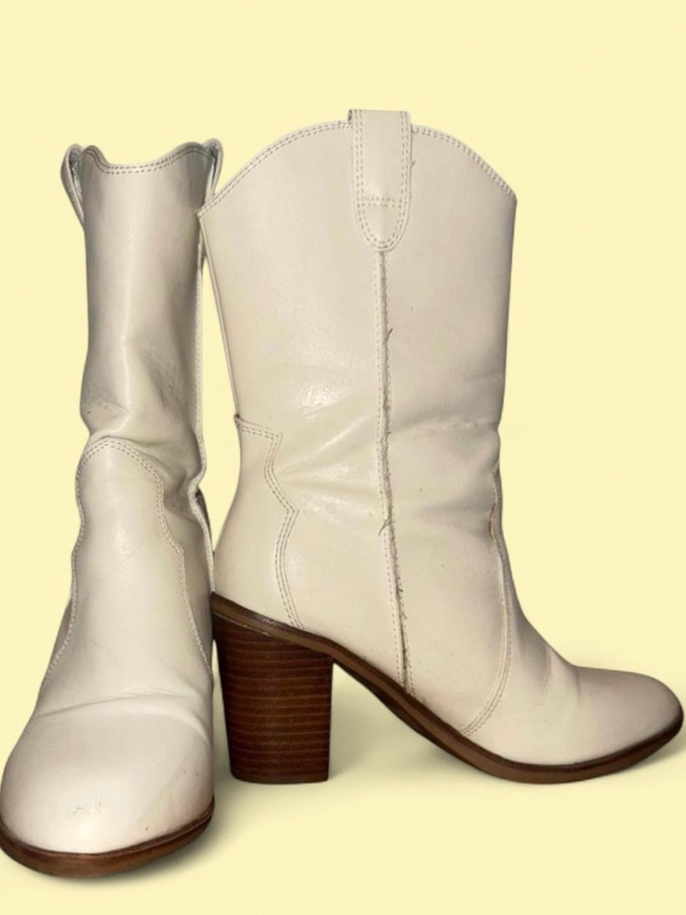 MIA White Western Block Heel Boots